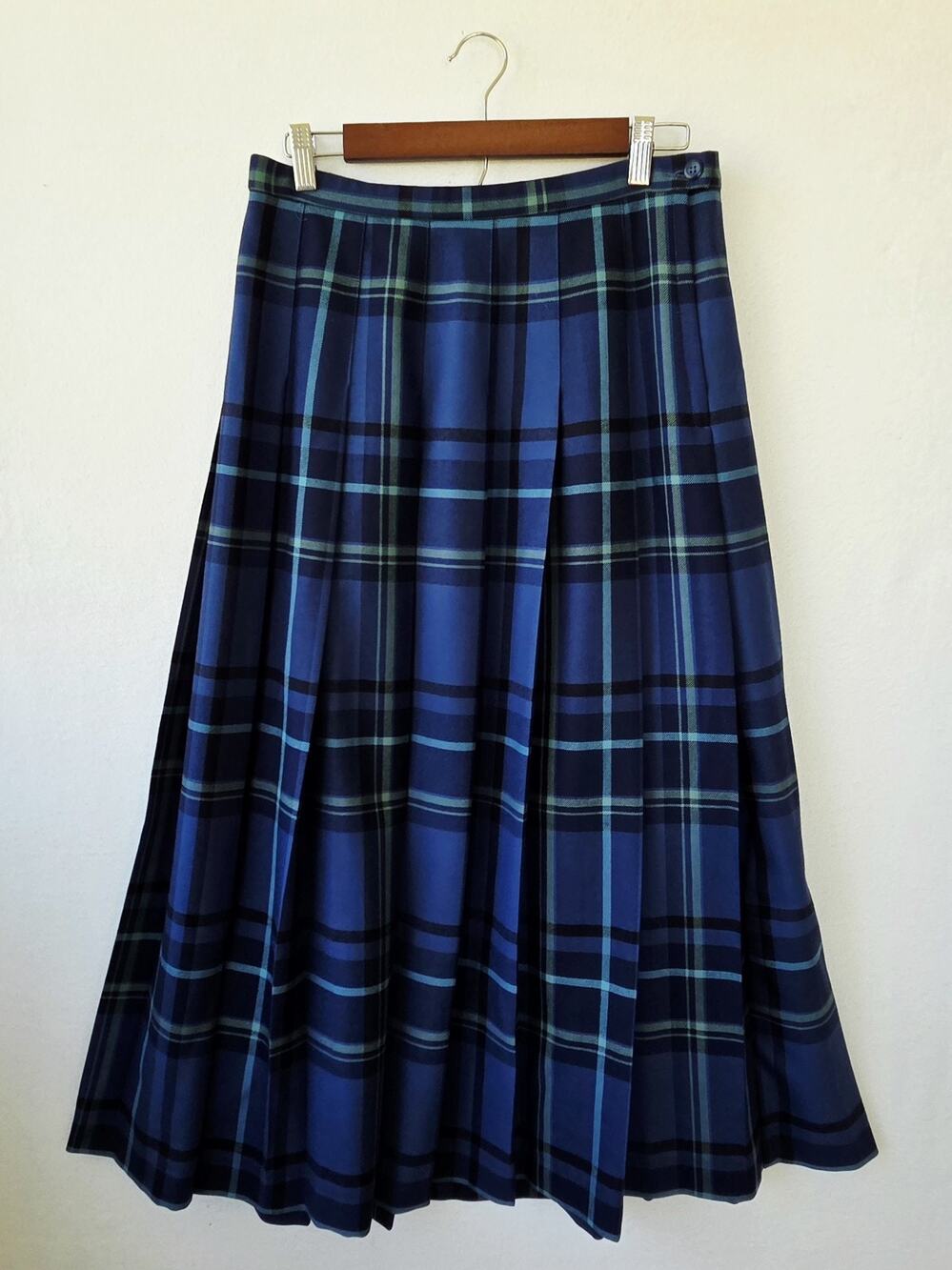 VTG Pendleton 100% Virgin Wool Plaid Pleated Midi Skirt Women's 10 USA